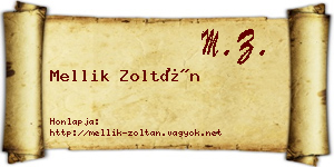 Mellik Zoltán névjegykártya